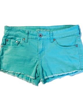 Teal Low Rise Cut Off Denim Shorts Size 2